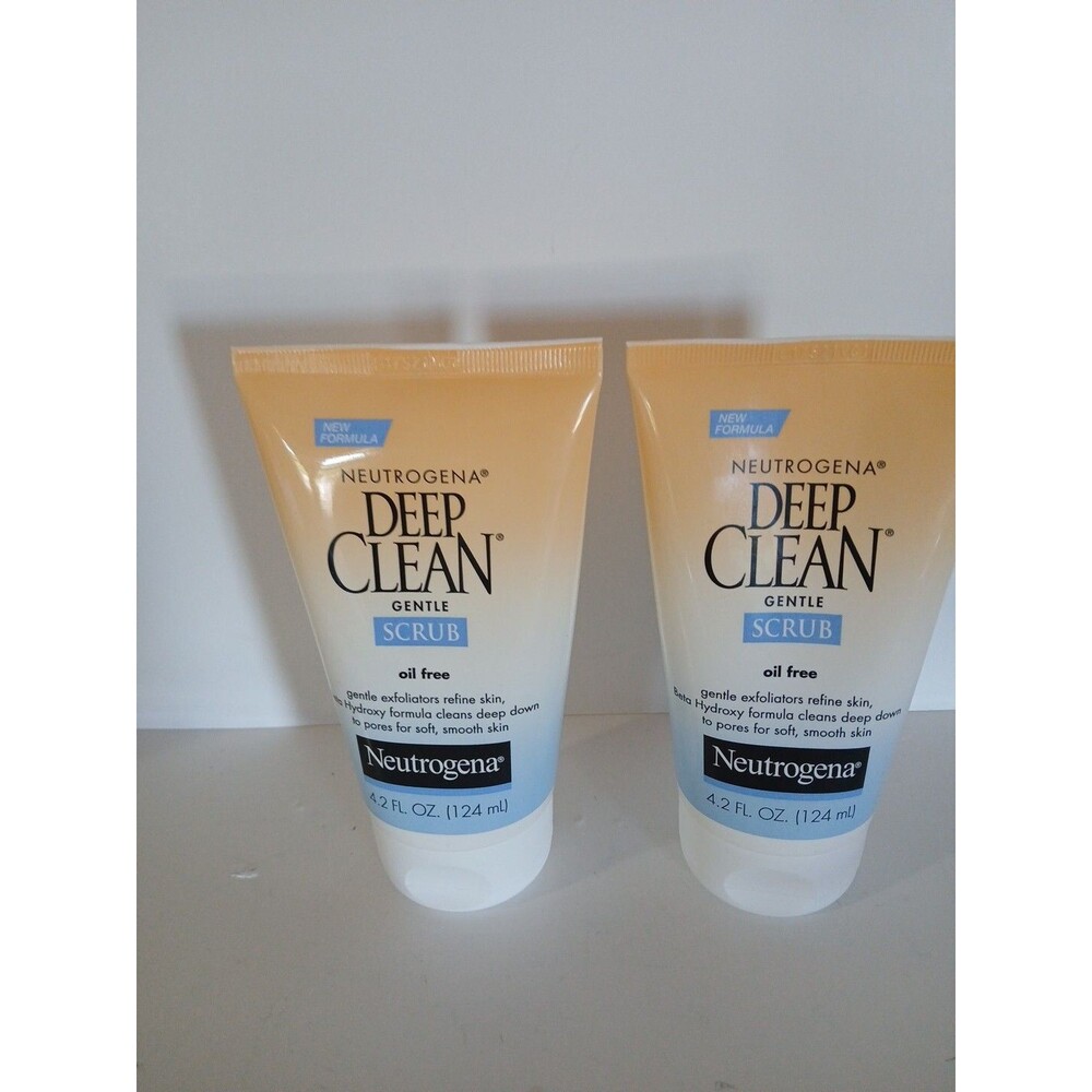 LOT OF 2 Neutrogena Deep Clean Gentle Scrub Oil Free Gentle Exfoliators 4.2 oz.